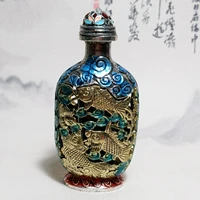 china elaboration tibetan silver statue inlay gems snuff bottle metal crafts home decoration34