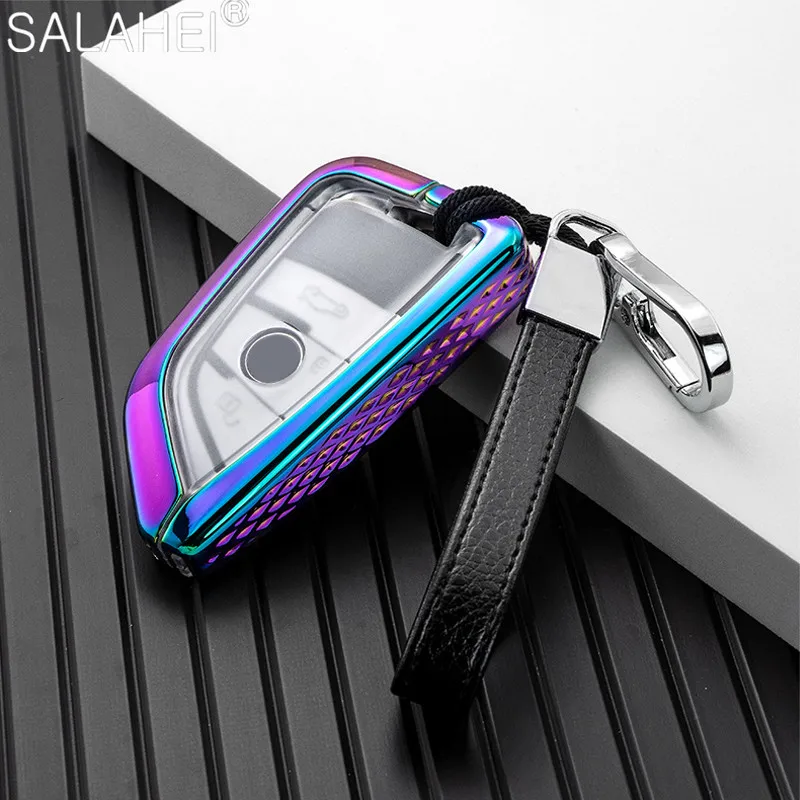 

Metal Car Key Case Zinc Alloy+TPU Shell Keychain Ring For BMW X1 X3 X5 X6 1 2 5 7 Series F15 F16 E53 E70 E39 F48 F10 F30 G11 G30