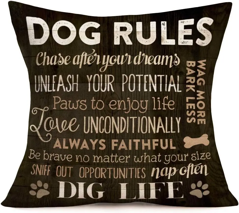 

Винтажная деревянная наволочка в виде собачьих когтей после мечты декоративный диван для спальни 18x18 дюймов (правила собаки)