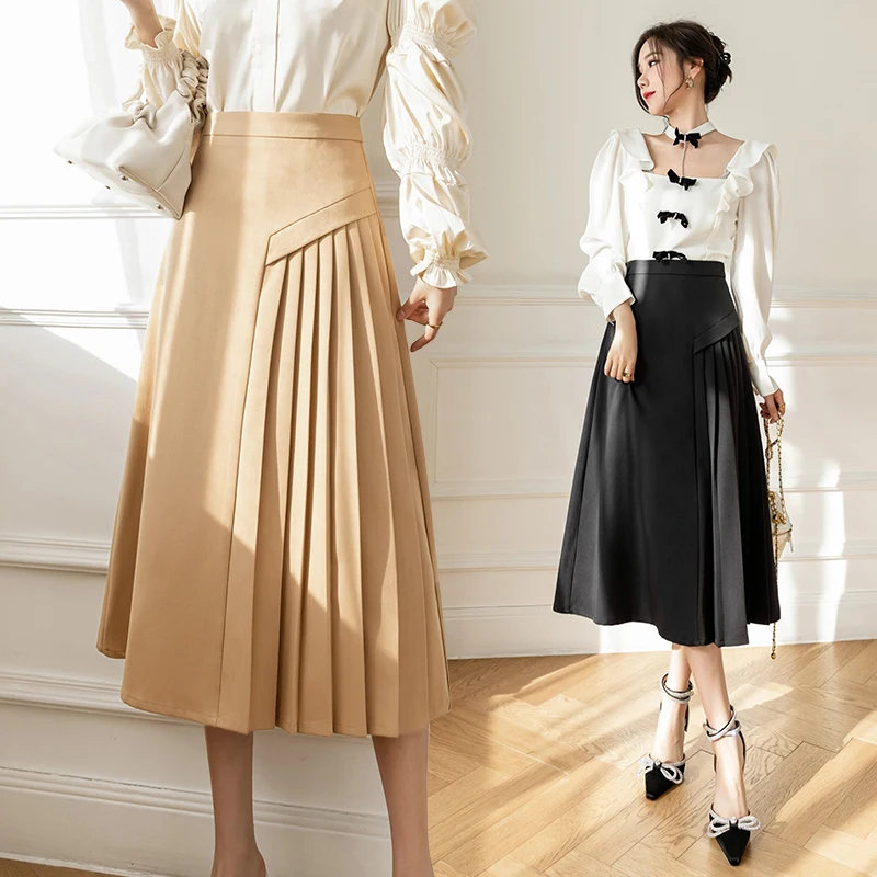 

Summer Skirt New Splicing Korean Fashion High Waist Irregular Casual Solid Color Women's Clothing
