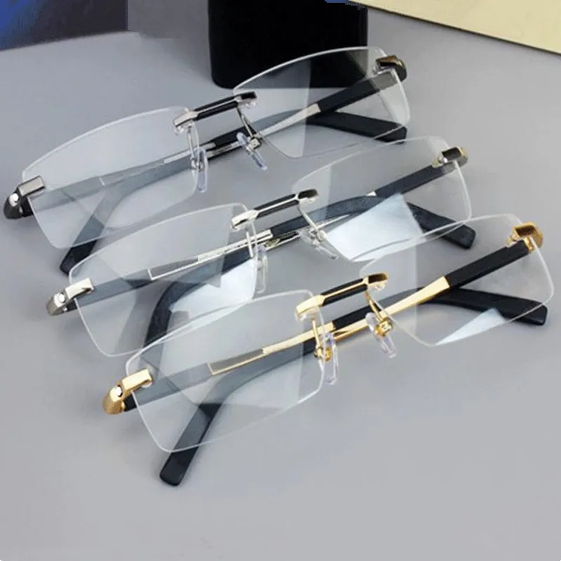 

Qua LUX Fashion Men Business Rimless Optical Frame 52-18-140 Lightweight Metal Plank Concise Rectangular for Prescription Glasse