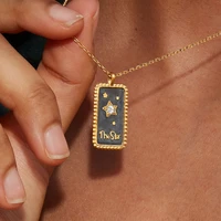 vintage tarot necklace for women man anti tarnish square tarot cards necklaces best birthday celestial mystic jewelry gifts