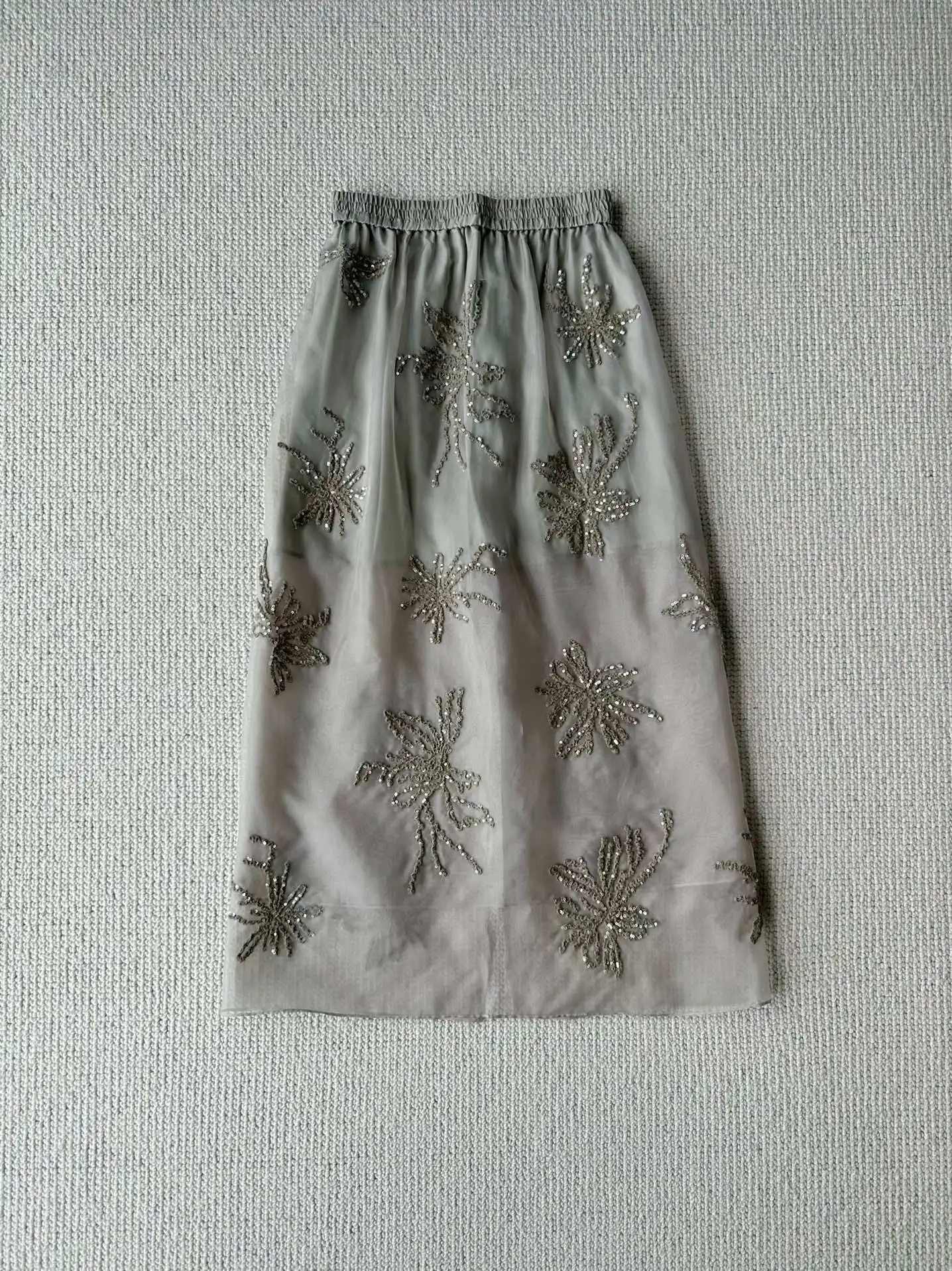 

Новинка 2023 на раннюю осень, шелковая юбка средней длины, ткань из шелковой органзы, тонкая и костяная, внутри и снаружи из 100% чистого шелка