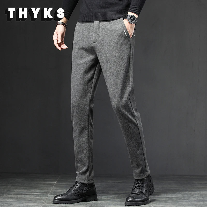 

2022 New Classic Fashion Straight Business Black Stretch Trousers Men's Solid Color Casual Pants Male Brand Clothing 28-38