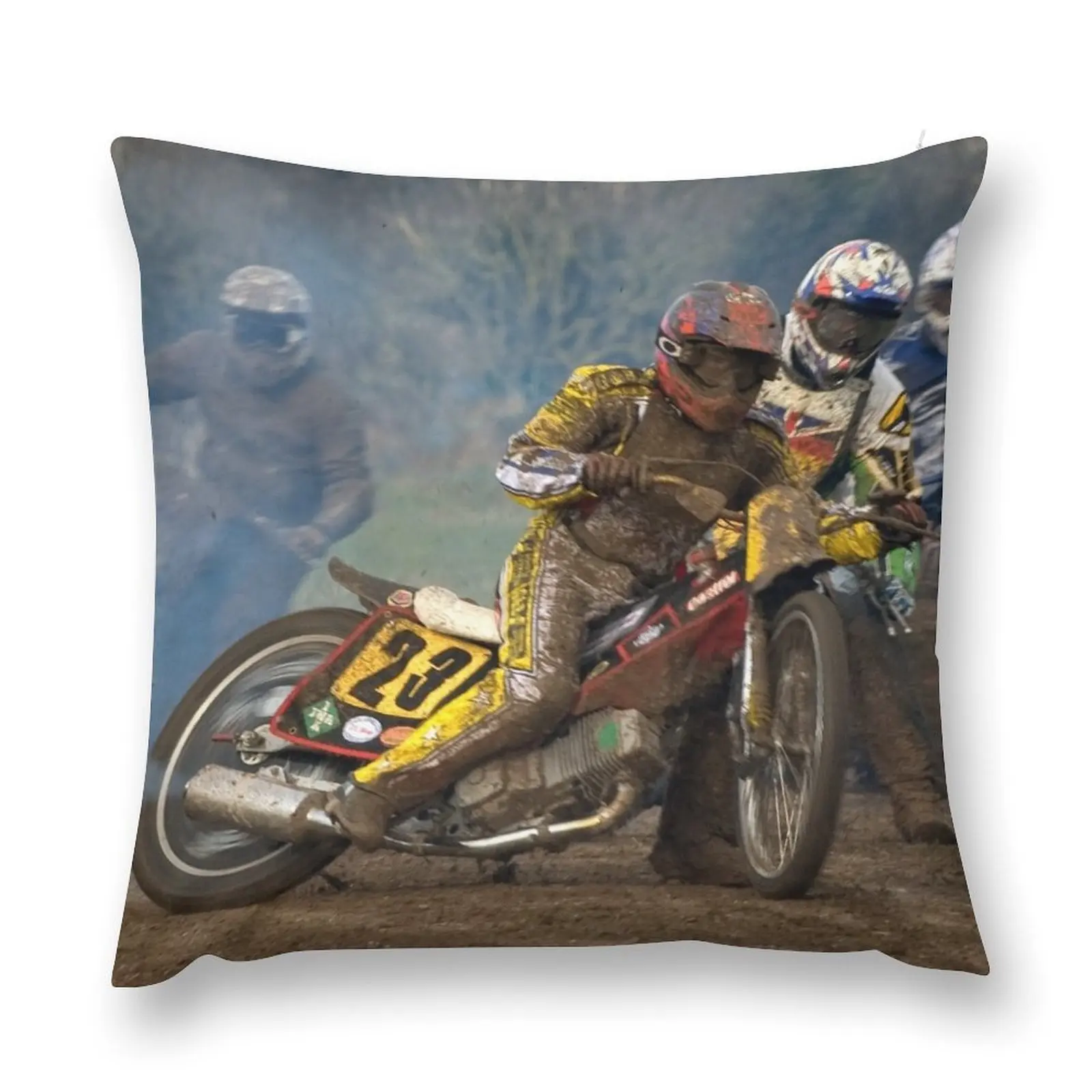 Подушка Grasstrack Racers at Danebury UK осенняя наволочка эластичный чехол для диванной