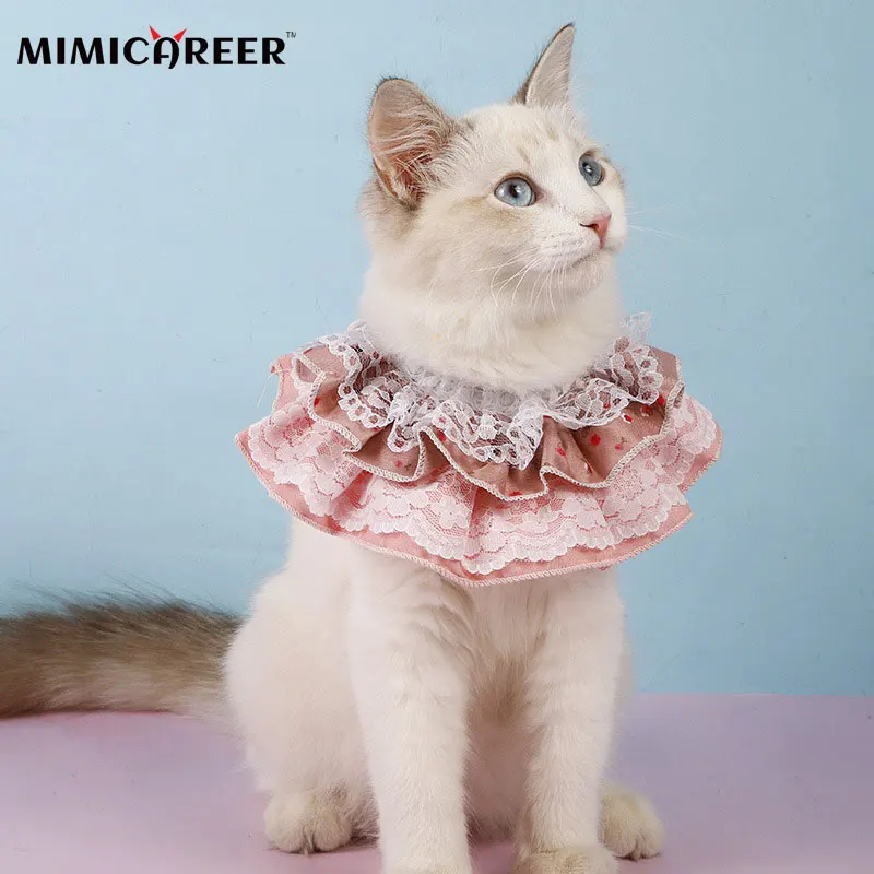 

Pet Accessories Supplies Cat Neck Sleeves Multi-Layer Lace Floral Decoratived Scarf Cute Fashion Kitten Puppy Scarf Jewelry Coll