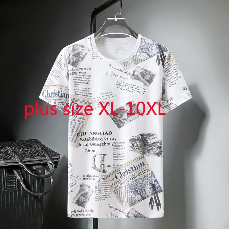 

New Arrival Fashion Super Large Men Mercerized Cotton Summer O-neck Short Sleeve Casual Knitted Men T Shirt Plus Size XL-9XL10XL