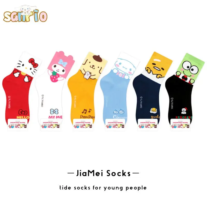 

Kawaii Sanrio Hello Kitty Socks Anime Cinnamoroll PomPomPurinl Girls Cotton Anti-Odor Casual Socks Breathable Medium Socks Gifts
