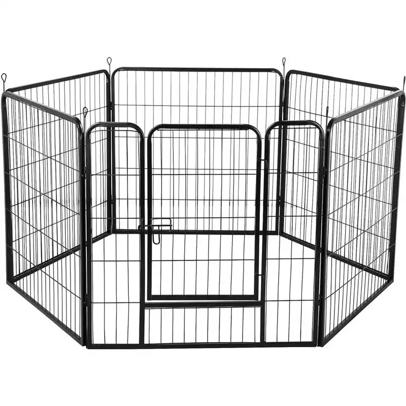 

Heavy Duty 6 Panel Pet Playpen,Black Large Dog Kennel Dog Crate Cage