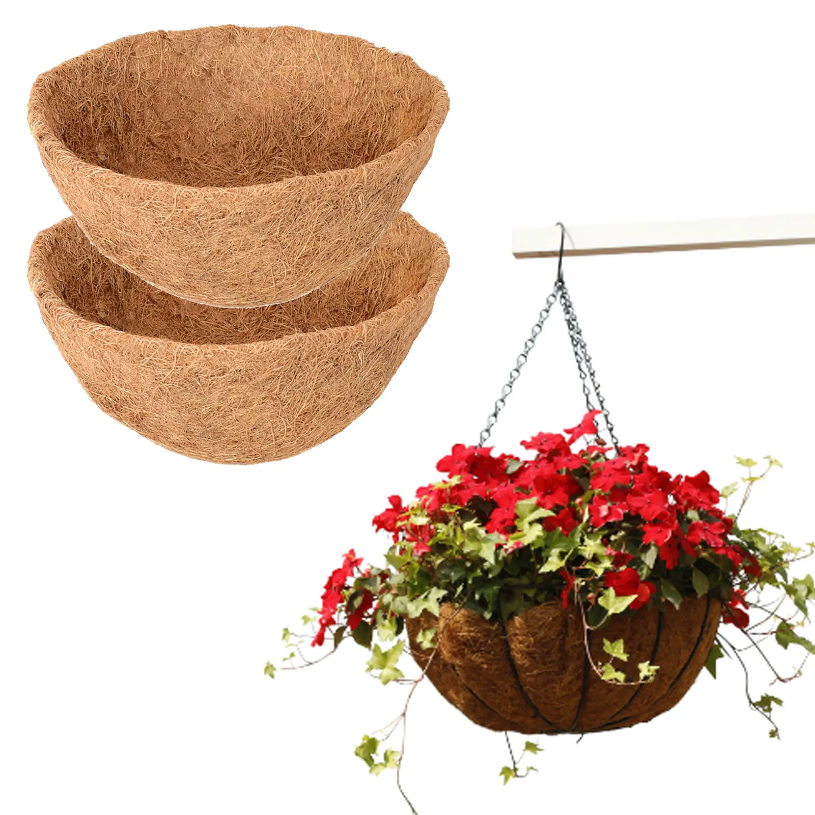 

2 Pieces Coco Liners For Planters Round Coconut Fiber Liner For Garden Flower Pot Replacement Coco Liners For Hanging Baskets