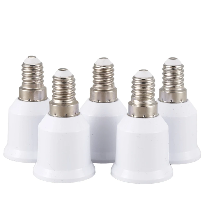 

5 Pcs E14, E27 Adapter Base Screw LED Light Bulb Bulb Socket Converter, White