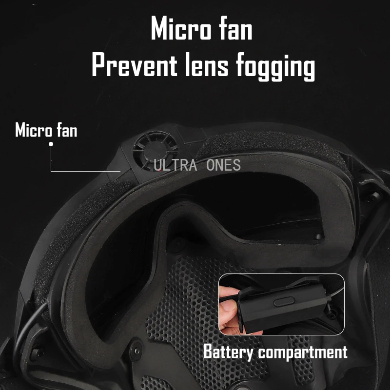 2 Lens Tactical Mask Goggles CS Airsoft Protection Full Face with Micro Fan Anti-fog Hunting Shooting Sports Masks | Спорт и
