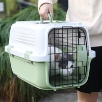 dog carriers pet cage portable travel boarding case with food bowl air box breathable convenient travel hard pet carrier