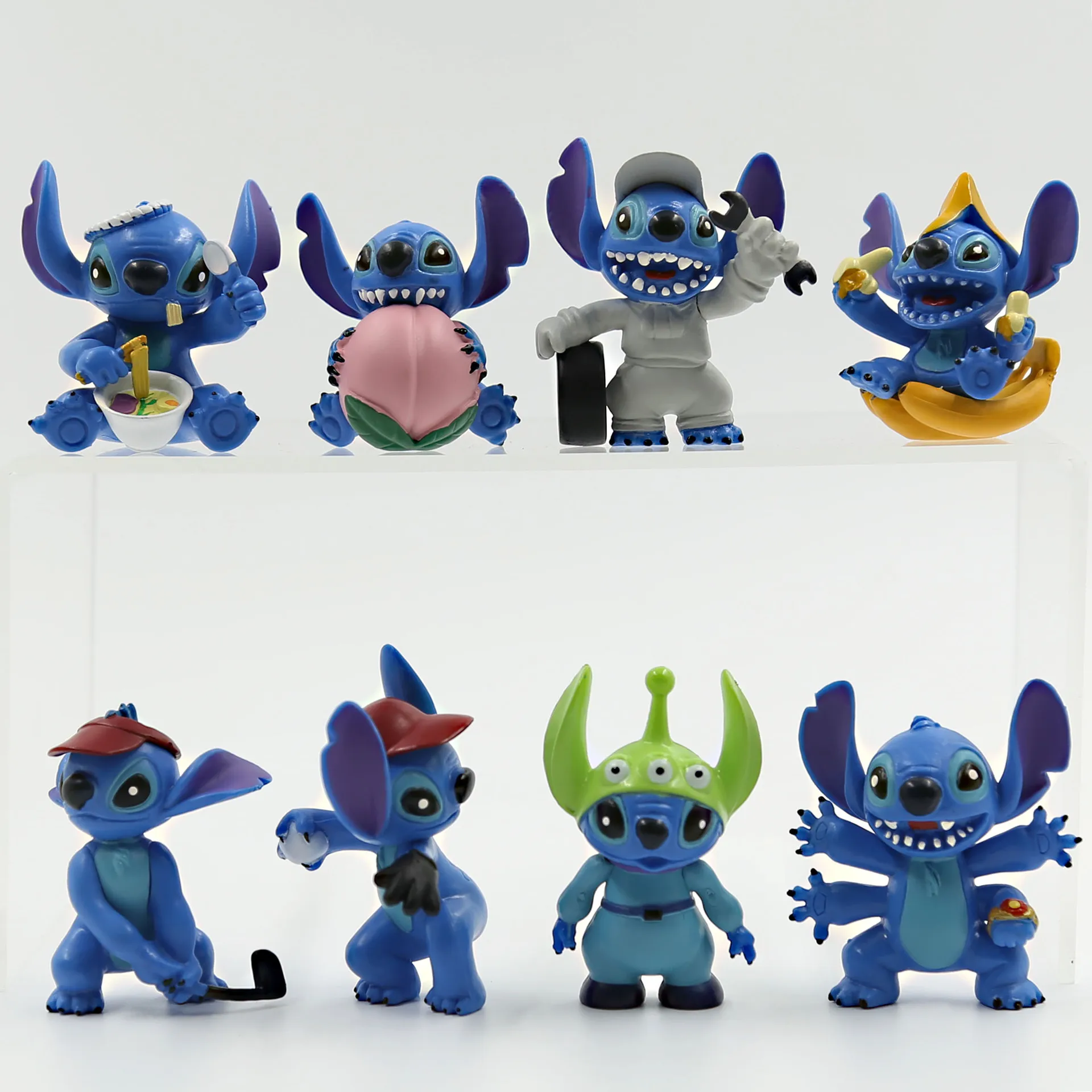 

8pcs Kawaii Disney Lilo&Stitch Handmade Eight Doll Models Desktop Decoration Keychain Pendant Cute and Funny Toys for Girls