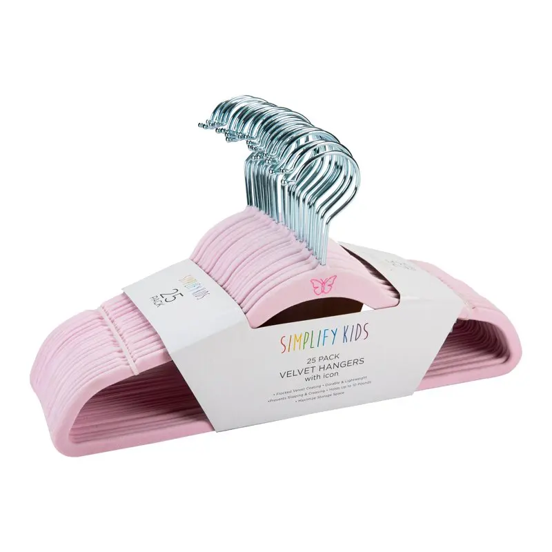 

25 Pack Velvet Hangers with butterfly Icon in Blush