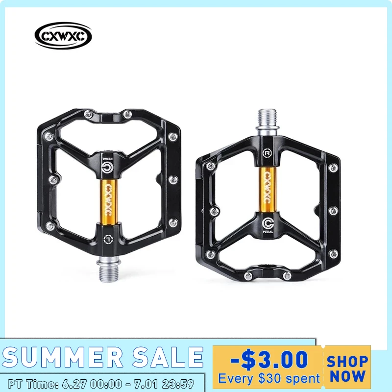 

CXWXC Flat Platform Pedals for Bicycle Aluminum Bicycle Footrest MTB Urban BMX Hybrid Bikes Parts Sealed Bike Bicycle Pedals