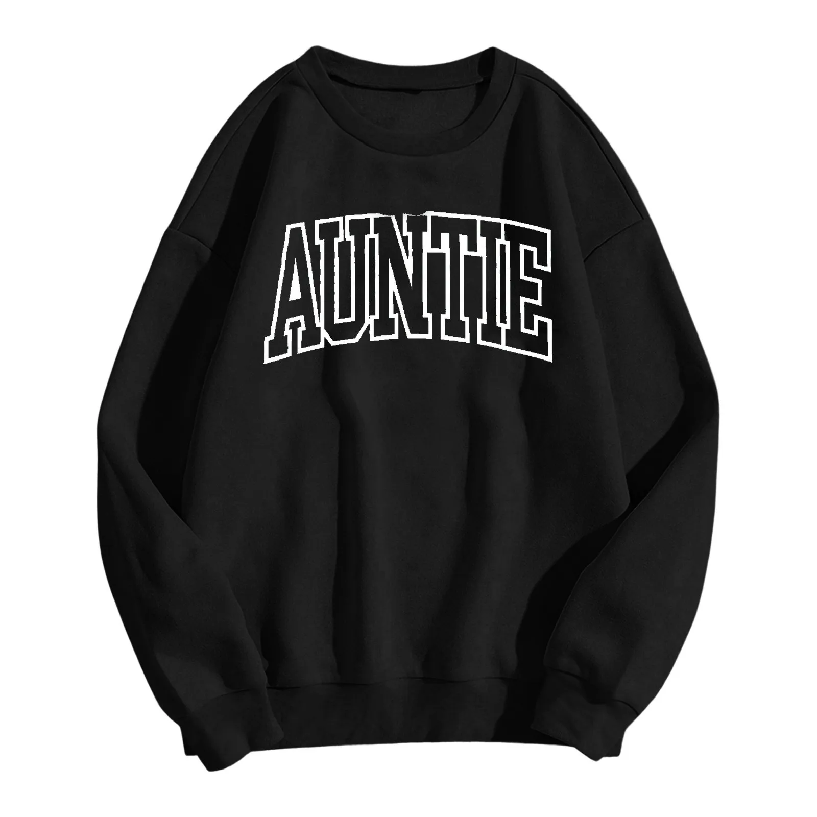 

Auntie Print Hoodies For Women Retro Oversize Sweatshirts Fashion Long Sleeve Crew Neck Pullover Tops Autumn Streetwear Clothing