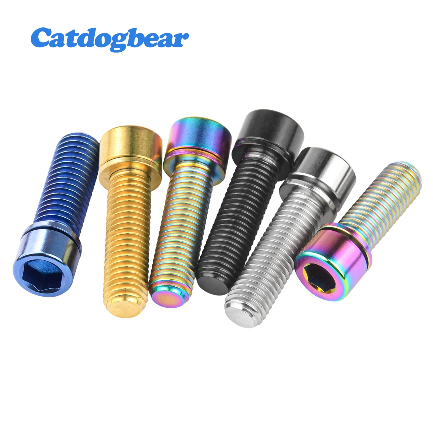 Фото Catdogbear 6 шт. M8x20 25 мм титановый болт Шестигранная маленькая головка с шайбой винт для велосипеда BMX Stem №5