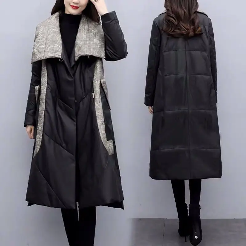 2023 New Winter Loose Slim Large Size Length Over The Knee Korean Version Down Cotton Jacket Warm Thick Coat Female Clothing