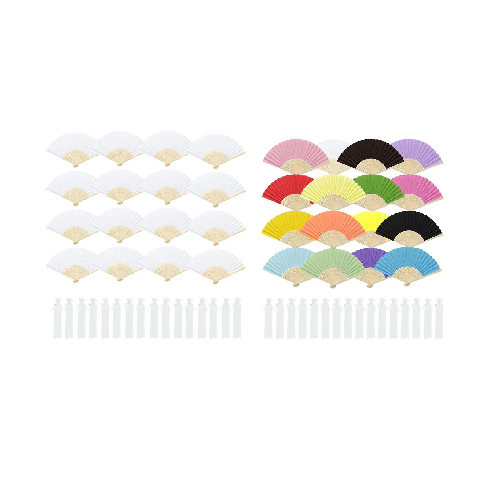 

16 Pack Handheld Folded Fan Bamboo Folding Paper Hand Held Fans for Wedding