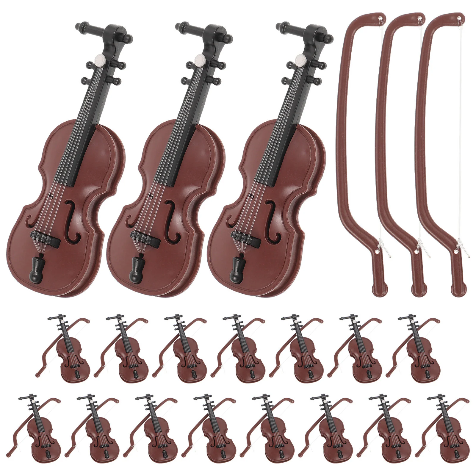 

20 Sets Mini Violin Crafts Decors Simulation Violins Toy Plastic Christmas Adorns