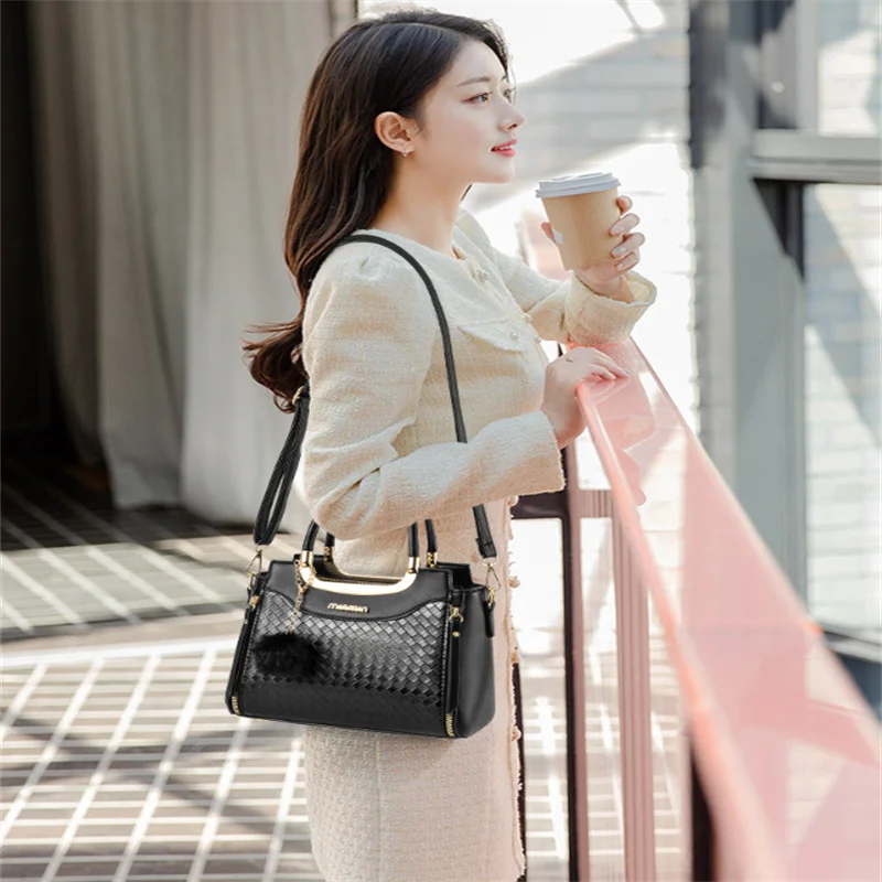 Fashion Luggage &Bags Women's Handbags Crossbody NEW2023 Luxurious Large Capacity Plaid PU Waterproof Black  Ladies Bolsos