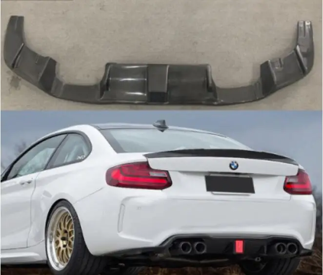

Real Carbon Fiber Car Rear Bumper Lip Spoiler Diffuser Rear Lip For BMW F87 M2 M2C 2015 2016 2017 2018 2019 (With Lamp)