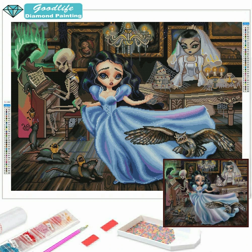 

Miss Havisham Diamond Embroidery Cross Stitch 5D DIY Diamond Painting Big Eyes Girl Crystal Rhinestone Home Decor For Child Gift