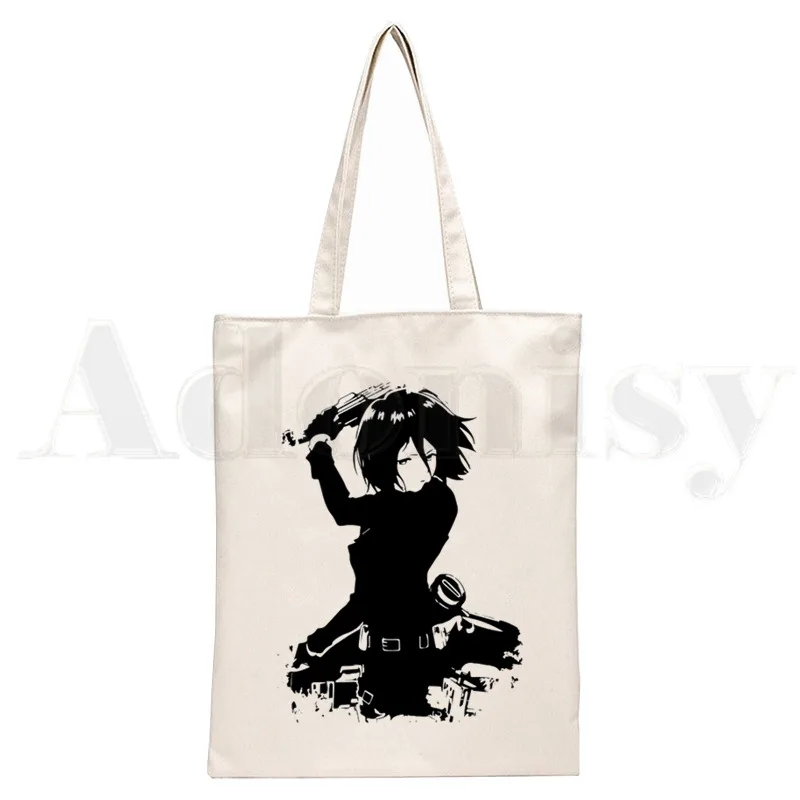 Shingeki No Kyojin Attack on Titan Survey Corps Print Reusable Shopping Women Canvas Tote Bags Eco Shopper Shoulder Bags