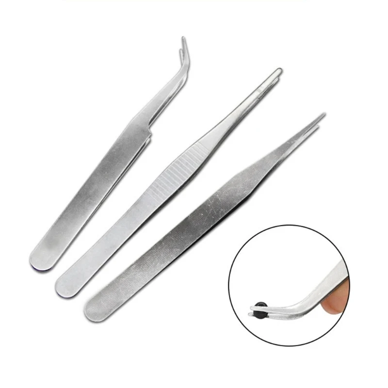 

3Pcs/set Stainless Steel Tweezers Set For Model Making Electronic Chips Cellphone Maintenance Repair Tools