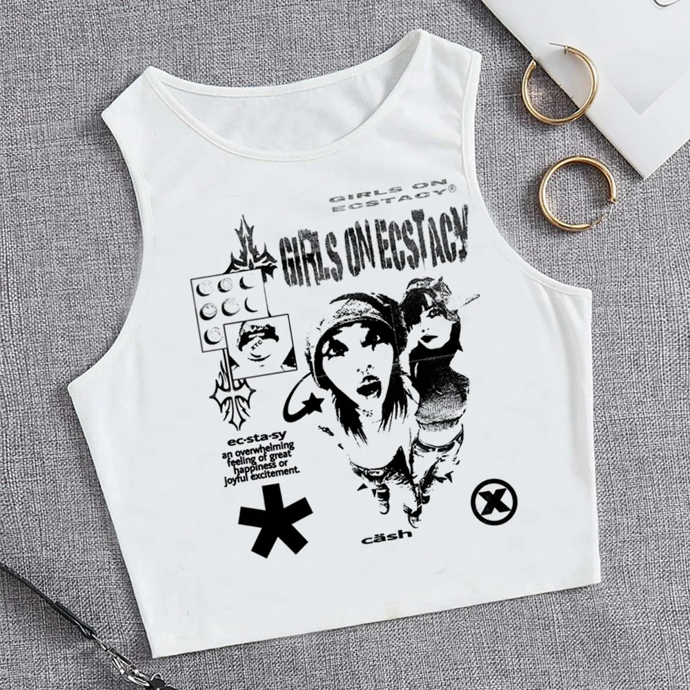 

y2k top print tank top gothic aesthetic korean fashion crop top Female cyber y2k fairy grunge fairycore tee