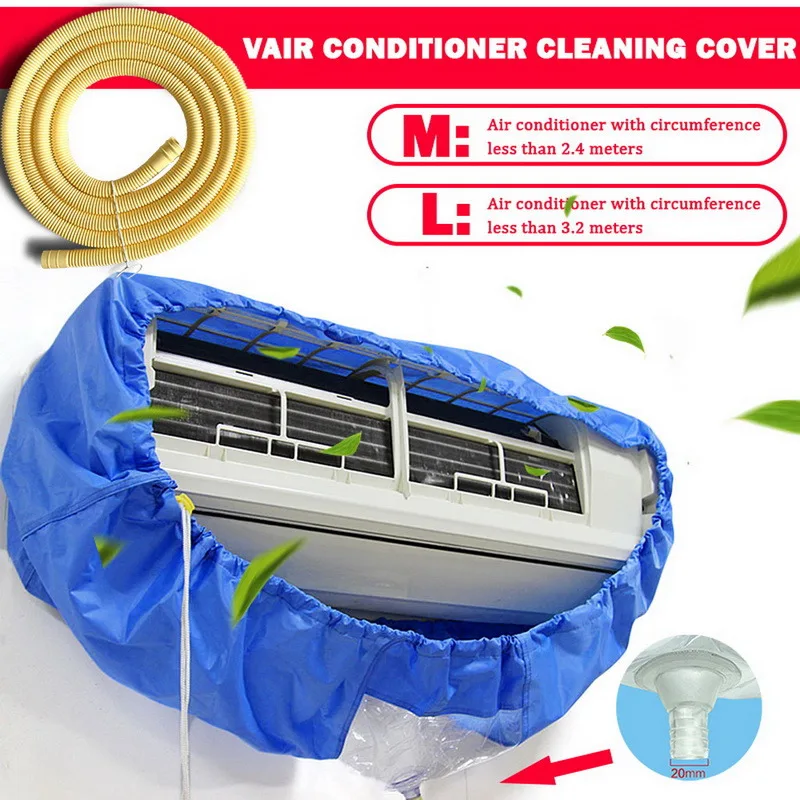 

Large Air Conditioner Cleaning Cover Double Layer Thickening Wash Mounted Protective Dust Cover Cleaner Bag Tightening Belt Set