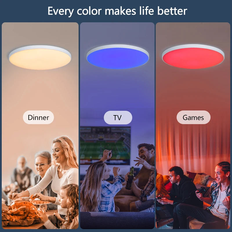 Умный потолочный светильник MARPOU светодиодная лампа RGB для потолка с Wi-Fi и