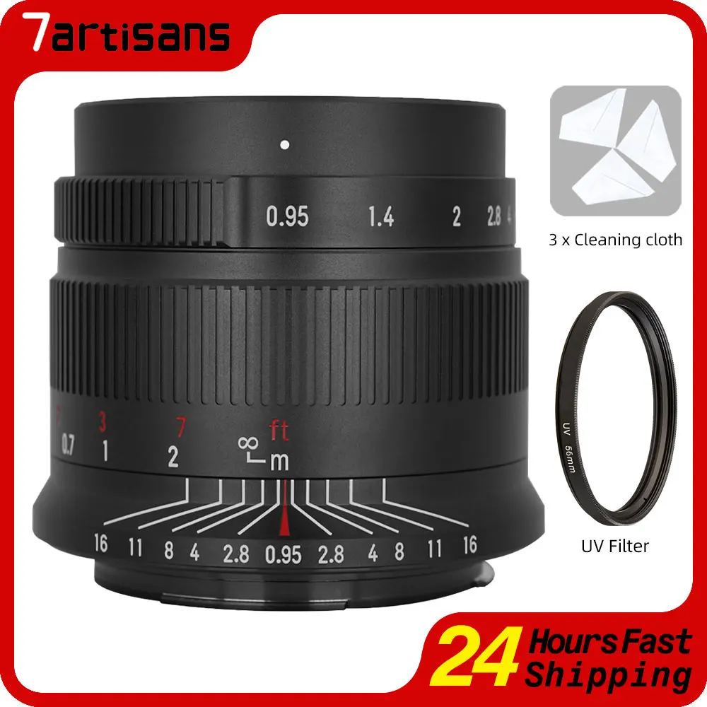

7Artisans 35mm f0.95 APS-C Large Aperture Manual Focus Portrait Camera Lens for Fuji X X-PRO3 Sony E Canon EOS M Nikon Z M43