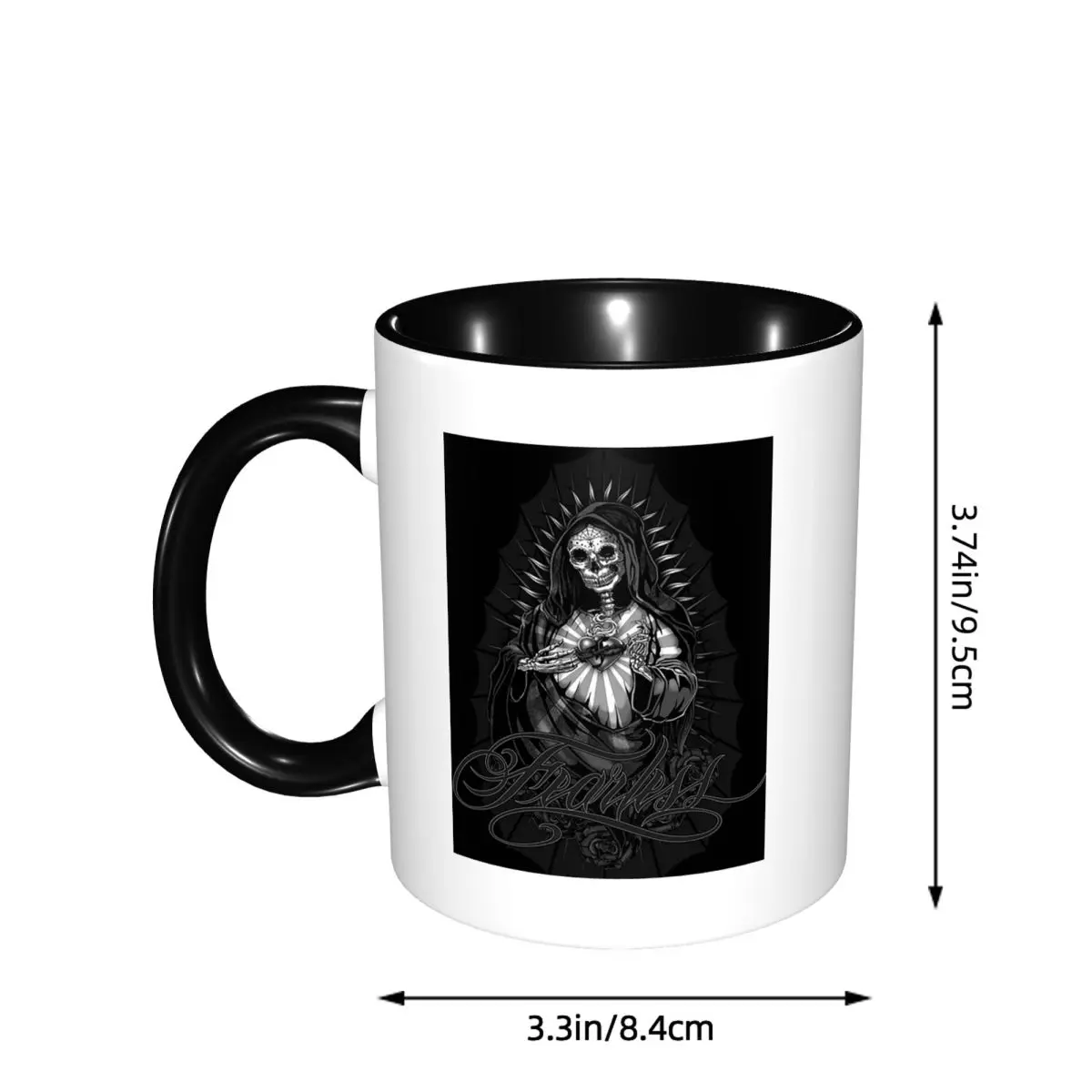 Фото Кружка Santa Muerte (Святая Смерть) в испанском стиле, забавная керамическая чашка для кофе, чая, молока, посуда для напитков, подарки для женщин и мужчин №3