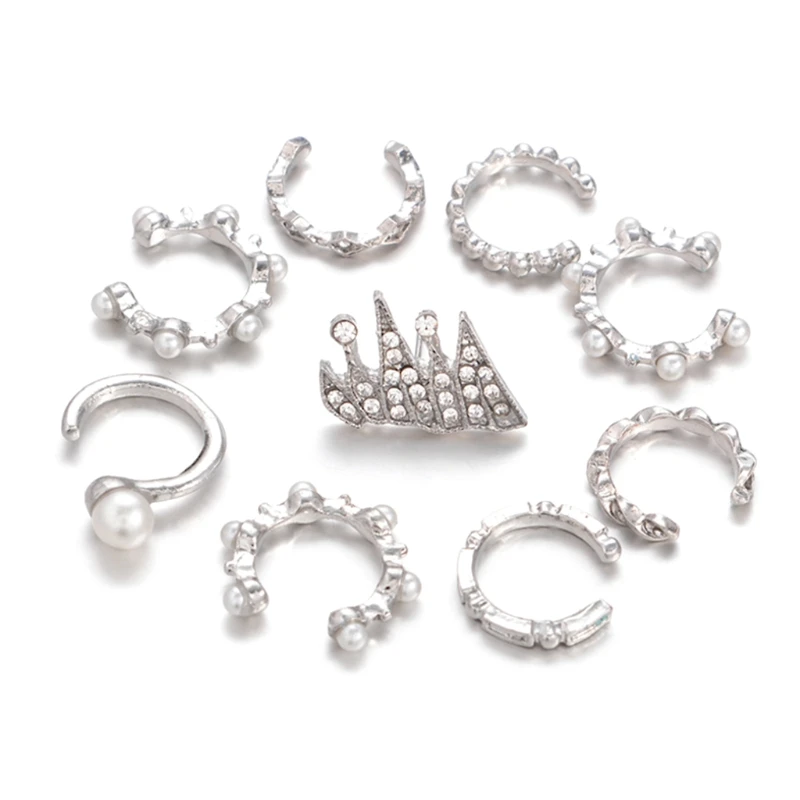 

Bohemia Ear Cuffs Earrings on Silver Ear Clips Gradient Earrings Alloy Made