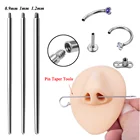 Инструменты для пирсинга из хирургической стали, конические инструменты с резьбой для ушей, губ, дермального носа, сосков, тела, для профессионального пирсинга