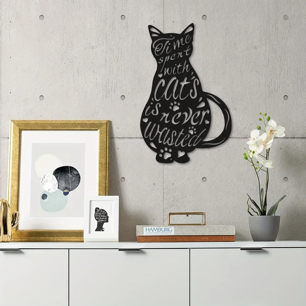 Металлический Настенный Декор С Кошачьим Вырезом Время Хорошо Пользовательский