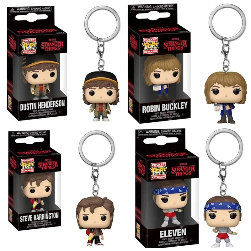 Фото FUNKO POP!! Брелок-игрушка для ключей с персонажами из сериала «Дастин Харрингтон, Уилл Байерс, Майк Уиллер, Робин Бакли, Стив Харрингтон» — идеальный подарок на Рождество. №3