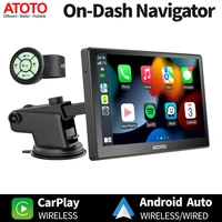 atoto p8 portable wireless carplay car on dash navigatior multimedia player 7%e2%80%9d qled display support fm ota upgrade with remote