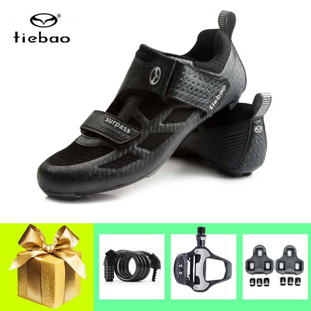 

Tiebao Bicicleta Triatlon Спортивная дорожная велосипедная обувь для мужчин дышащие самоблокирующиеся педали с паролем шипованные велосипедные ботин...