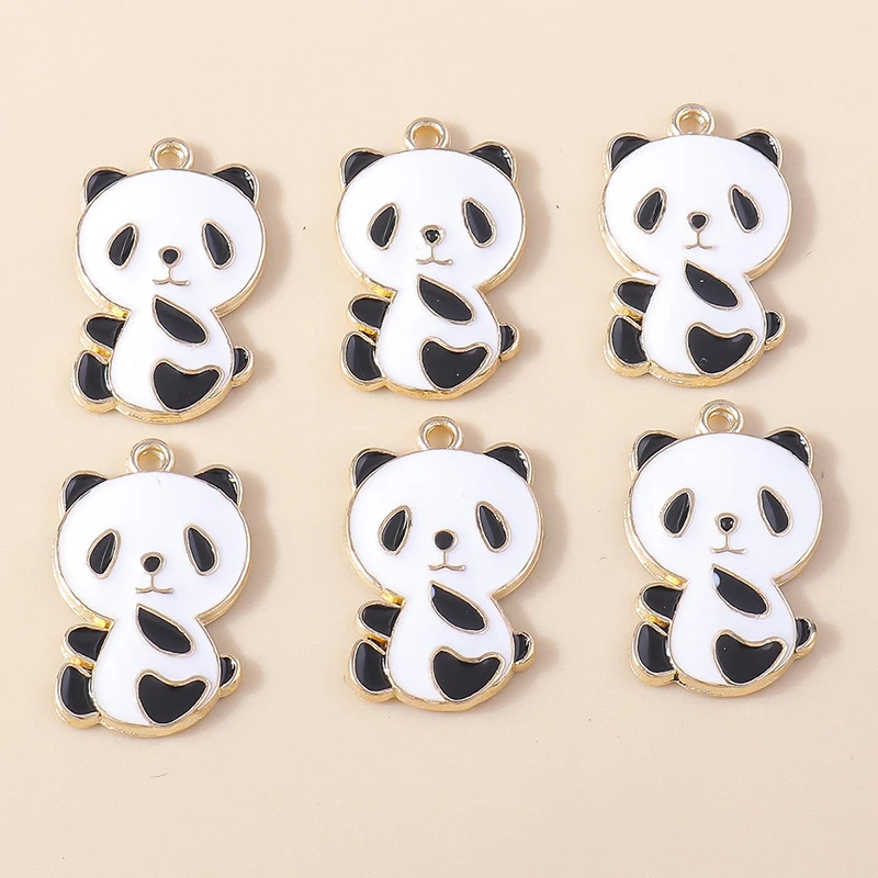 

10pcs 13*22mm Enamel Cute Baby Panda Charms for Jewelry Making Animal Charms Dangle Earring Necklace Pendant DIY Handmade Craft