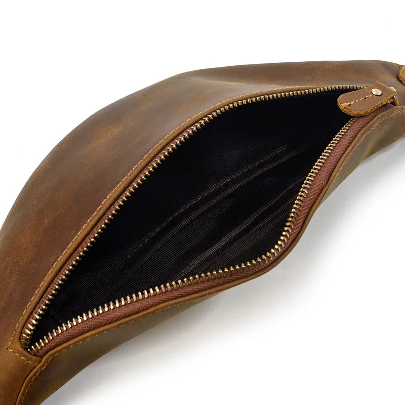Simple crazy horse cowhide men's small chest bag retro natural genuine leather multifunctional cross-body bag casual waist pack