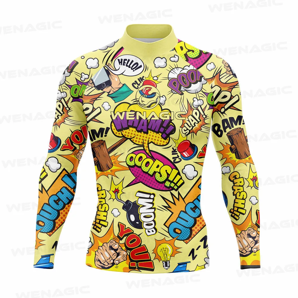 Funny Men Rash Guard Fashion High-Elastic T Shirt Long Sleeve Surfing Swimsuit Top Water Sports Fitness Quick-Drying UPF 50+