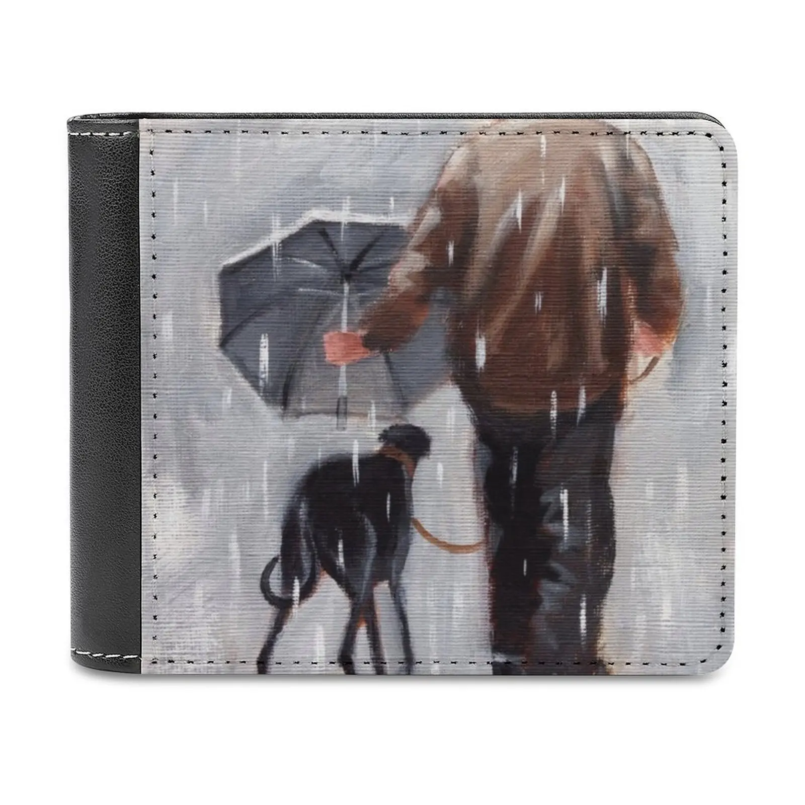 

Well He Is Getting On A Bit Leather Wallet Men's Wallet Diy Personalized Purse Father'S Day Gift Greyhound Whippet Rain Winter