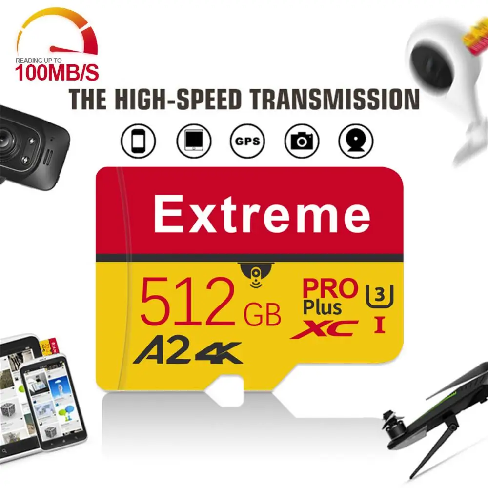 

A2 High Speed 128GB Micro TF/SD Card 256GB 512GB SD Memory Card V30 Flash Memory SD Card Flash TF Card Adapter Dash Cam/tablet