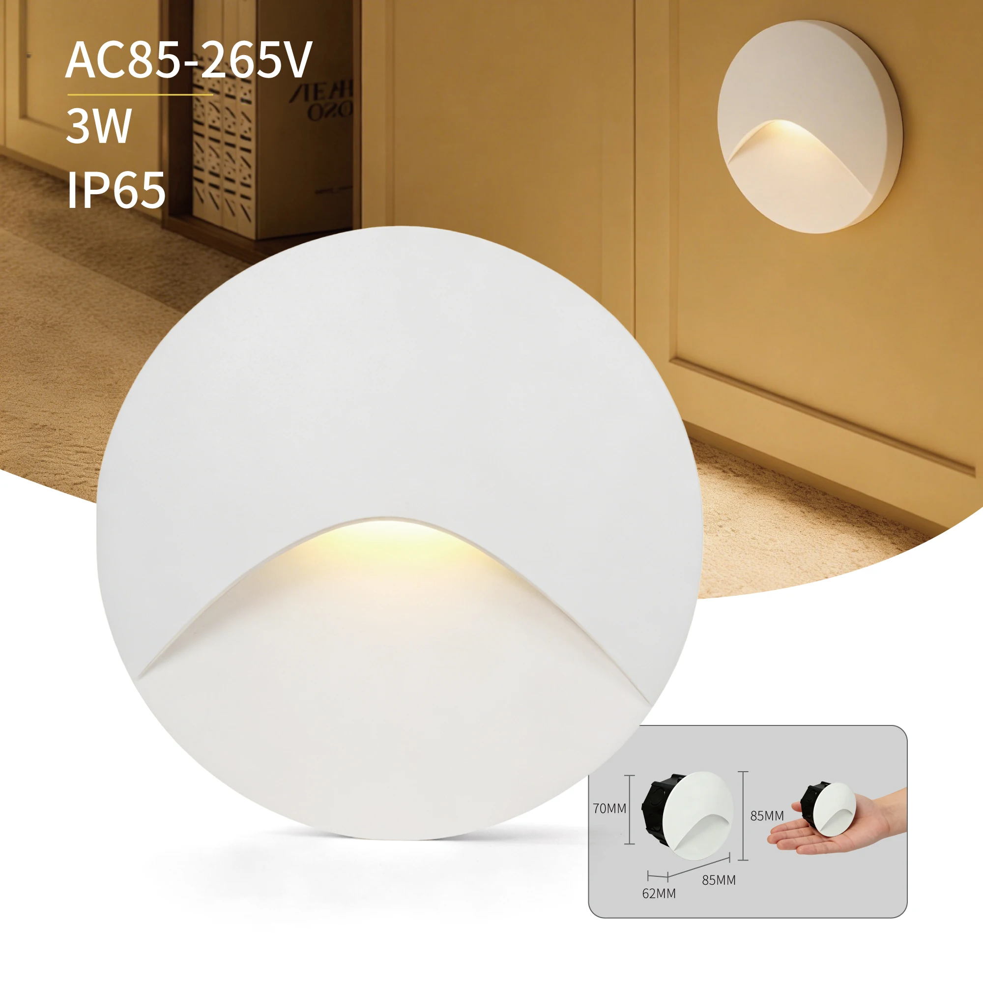 

Настенный светодиодный светильник KPSUN песочно-белый 3Вт