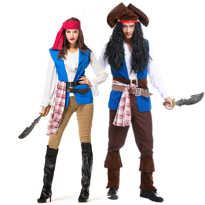

Halloween Couple Caribbean Pirates Carnival Costume Classic Jack Captain Clubwear Role Play Cosplay Fancy Party Dress