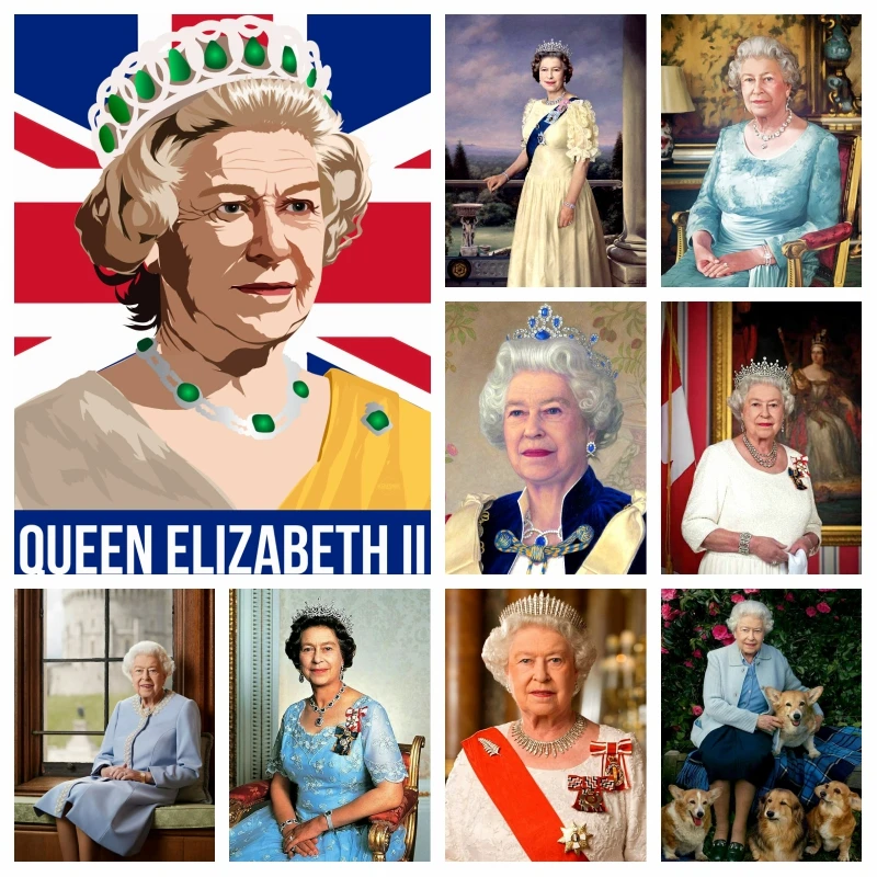 

5d Diamond Painting Queen Elizabeth II Of England Royal Portrait Full Square Round Drills Cross Stitch Mosaic Art Home Decor