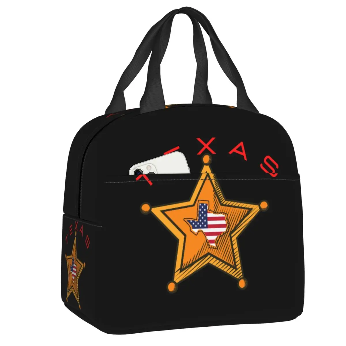 

Custom Texas Map Star Lunch Bag Women Cooler Warm Insulated Lunch Boxes for Children School